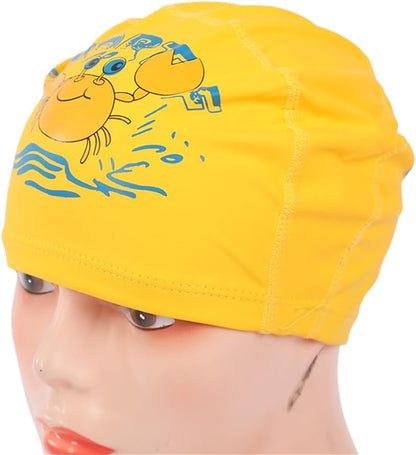 Endless EL1017 Comfortable PU Swimming Cap with Cartoon Design | Material : PU | Elastic Waterproof Swimming Cap for Long and Short Hair with Thicker Edge | For Children