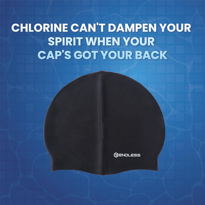 Endless EL1019 Classic Comfortable Plain Silicon Swimming Cap | Material : Silicon | Fully Elastic Waterproof Swimming Cap for Long and Short Hair with Thicker Edge | For Adults, Women and Men