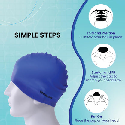 Endless EL1019 Classic Comfortable Plain Silicon Swimming Cap | Material : Silicon | Fully Elastic Waterproof Swimming Cap for Long and Short Hair with Thicker Edge | For Adults, Women and Men