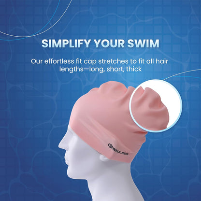 Endless EL1019 Classic Comfortable Plain Silicon Swimming Cap | Material : Silicon | Fully Elastic Waterproof Swimming Cap for Long and Short Hair with Thicker Edge | For Adults, Women and Men