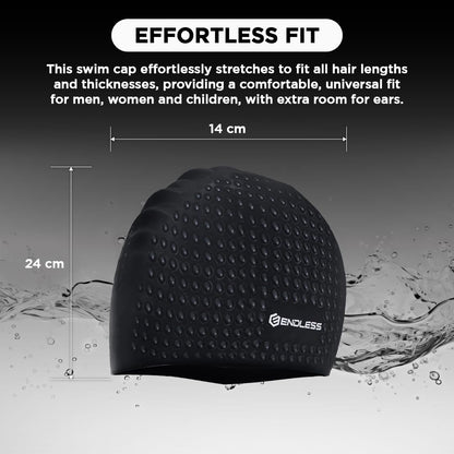 Endless EL1021 Comfortable Silicon Swimming Cap with Bubble Design | Elastic Waterproof Swimming Cap for Long and Short Hair with Thicker Edge | For Adults, Women and Men|Free Size|Material : Silicon