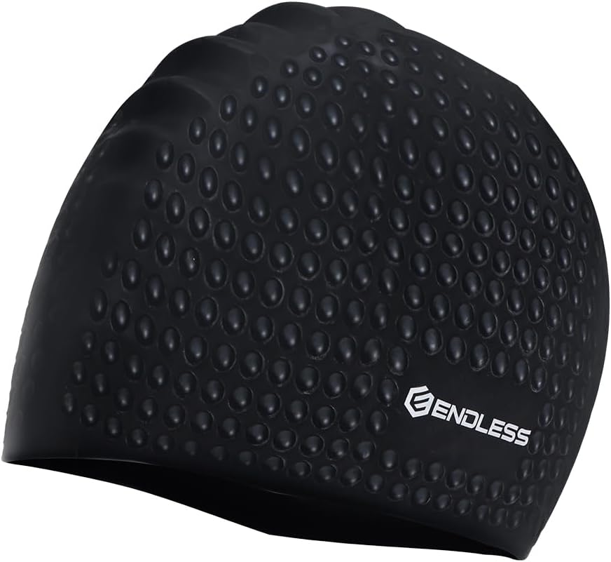 Endless EL1021 Comfortable Silicon Swimming Cap with Bubble Design | Elastic Waterproof Swimming Cap for Long and Short Hair with Thicker Edge | For Adults, Women and Men|Free Size|Material : Silicon