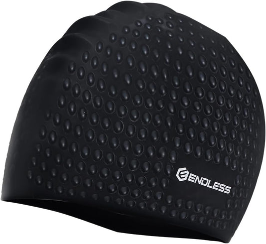 Endless EL1021 Comfortable Silicon Swimming Cap with Bubble Design | Elastic Waterproof Swimming Cap for Long and Short Hair with Thicker Edge | For Adults, Women and Men|Free Size|Material : Silicon