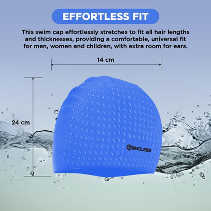 Endless EL1021 Comfortable Silicon Swimming Cap with Bubble Design | Elastic Waterproof Swimming Cap for Long and Short Hair with Thicker Edge | For Adults, Women and Men|Free Size|Material : Silicon