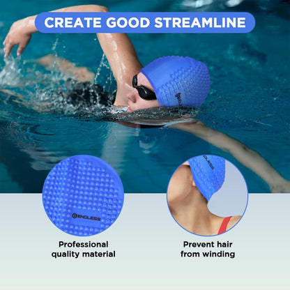 Endless EL1021 Comfortable Silicon Swimming Cap with Bubble Design | Elastic Waterproof Swimming Cap for Long and Short Hair with Thicker Edge | For Adults, Women and Men|Free Size|Material : Silicon