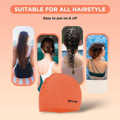Endless EL1021 Comfortable Silicon Swimming Cap with Bubble Design | Elastic Waterproof Swimming Cap for Long and Short Hair with Thicker Edge | For Adults, Women and Men|Free Size|Material : Silicon