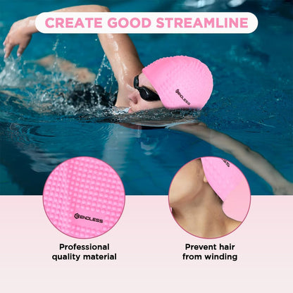 Endless EL1021 Comfortable Silicon Swimming Cap with Bubble Design | Elastic Waterproof Swimming Cap for Long and Short Hair with Thicker Edge | For Adults, Women and Men|Free Size|Material : Silicon