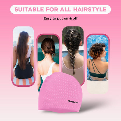 Endless EL1021 Comfortable Silicon Swimming Cap with Bubble Design | Elastic Waterproof Swimming Cap for Long and Short Hair with Thicker Edge | For Adults, Women and Men|Free Size|Material : Silicon