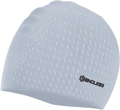 Endless EL1021 Comfortable Silicon Swimming Cap with Bubble Design | Elastic Waterproof Swimming Cap for Long and Short Hair with Thicker Edge | For Adults, Women and Men|Free Size|Material : Silicon