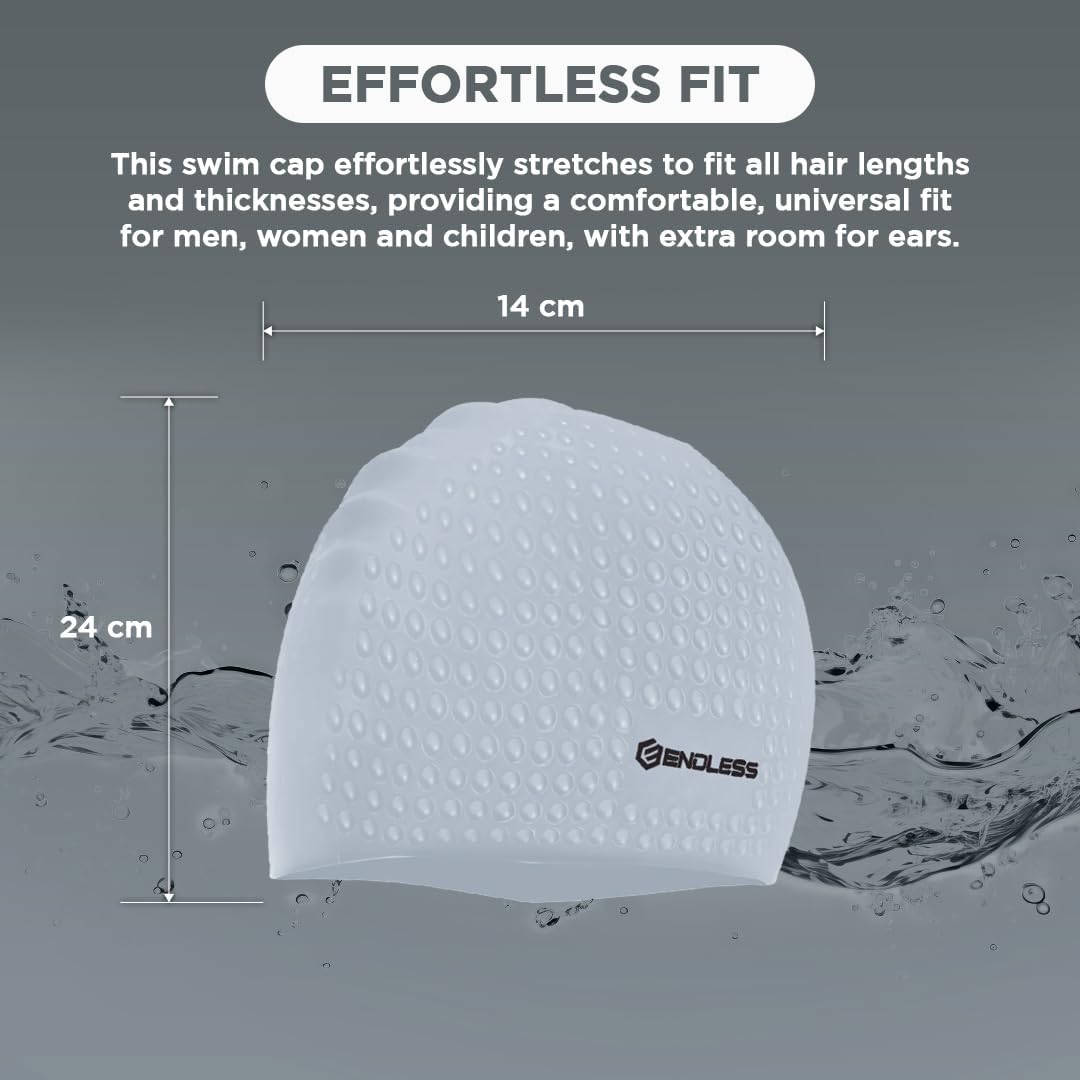 Endless EL1021 Comfortable Silicon Swimming Cap with Bubble Design | Elastic Waterproof Swimming Cap for Long and Short Hair with Thicker Edge | For Adults, Women and Men|Free Size|Material : Silicon