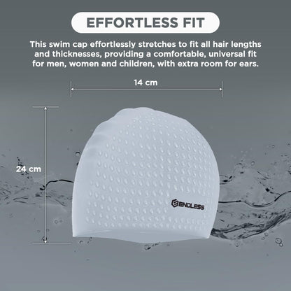 Endless EL1021 Comfortable Silicon Swimming Cap with Bubble Design | Elastic Waterproof Swimming Cap for Long and Short Hair with Thicker Edge | For Adults, Women and Men|Free Size|Material : Silicon
