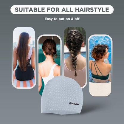 Endless EL1021 Comfortable Silicon Swimming Cap with Bubble Design | Elastic Waterproof Swimming Cap for Long and Short Hair with Thicker Edge | For Adults, Women and Men|Free Size|Material : Silicon