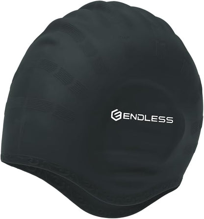 Endless EL1023 Comfortable Silicon Swimming Cap with Ergonomic Ear Pockets | Material : Silicon | Fully Elastic Waterproof Cap for Long and Short Hair with Thicker Edge | For Women and Men