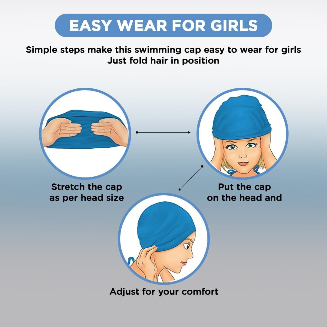 Endless EL1023 Comfortable Silicon Swimming Cap with Ergonomic Ear Pockets | Material : Silicon | Fully Elastic Waterproof Cap for Long and Short Hair with Thicker Edge | For Women and Men