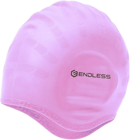 Endless EL1023 Comfortable Silicon Swimming Cap with Ergonomic Ear Pockets | Material : Silicon | Fully Elastic Waterproof Cap for Long and Short Hair with Thicker Edge | For Women and Men