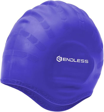 Endless EL1023 Comfortable Silicon Swimming Cap with Ergonomic Ear Pockets | Material : Silicon | Fully Elastic Waterproof Cap for Long and Short Hair with Thicker Edge | For Women and Men