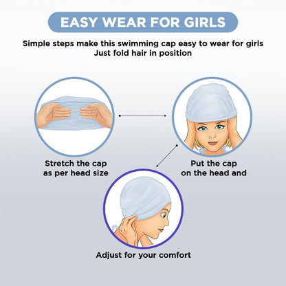 Endless EL1023 Comfortable Silicon Swimming Cap with Ergonomic Ear Pockets | Material : Silicon | Fully Elastic Waterproof Cap for Long and Short Hair with Thicker Edge | For Women and Men