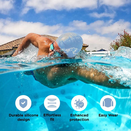 Endless EL1023 Comfortable Silicon Swimming Cap with Ergonomic Ear Pockets | Material : Silicon | Fully Elastic Waterproof Cap for Long and Short Hair with Thicker Edge | For Women and Men