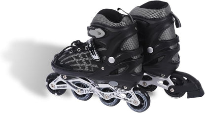 Endless EL1025 Inline Adjustable Skates Aluminium Chassis, 70mm PU Wheels, ABEC 7 Bearings, Flashing Front Wheel