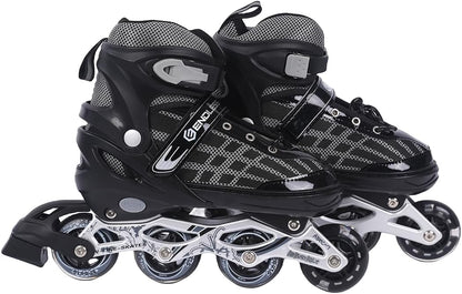 Endless EL1025 Inline Adjustable Skates Aluminium Chassis, 70mm PU Wheels, ABEC 7 Bearings, Flashing Front Wheel