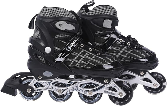 Endless EL1025 Inline Adjustable Skates Aluminium Chassis, 70mm PU Wheels, ABEC 7 Bearings, Flashing Front Wheel