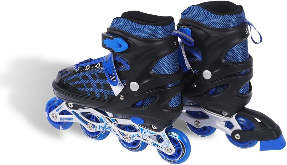 Endless EL1025 Inline Adjustable Skates Aluminium Chassis, 70mm PU Wheels, ABEC 7 Bearings, Flashing Front Wheel