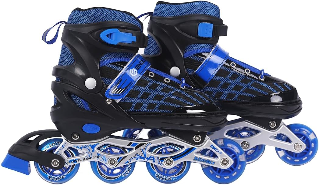 Endless EL1025 Inline Adjustable Skates Aluminium Chassis, 70mm PU Wheels, ABEC 7 Bearings, Flashing Front Wheel