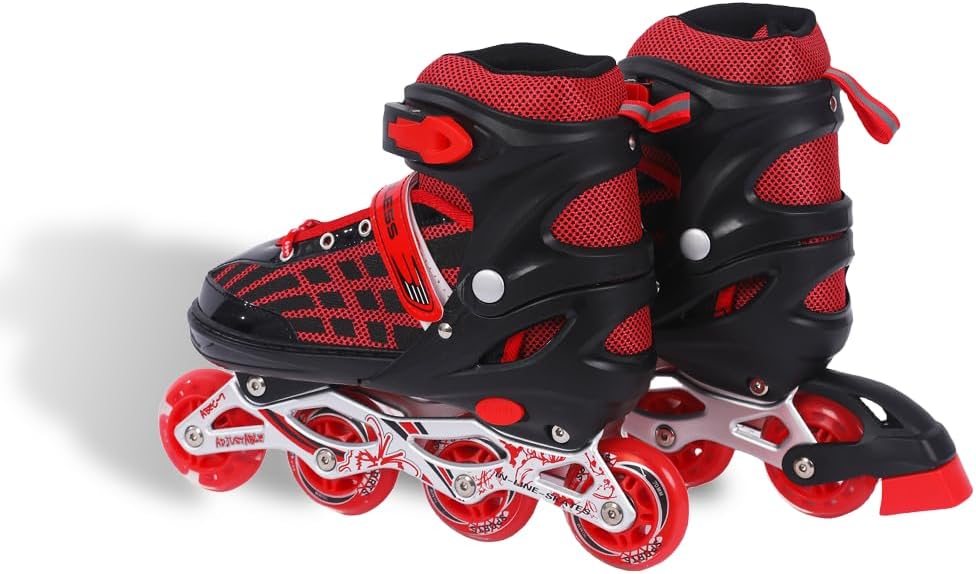 Endless EL1025 Inline Adjustable Skates Aluminium Chassis, 70mm PU Wheels, ABEC 7 Bearings, Flashing Front Wheel