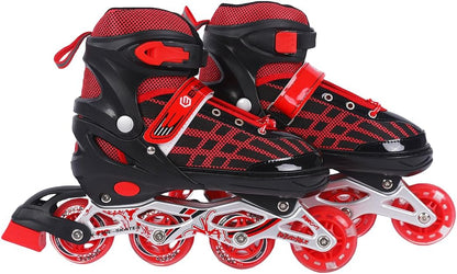 Endless EL1025 Inline Adjustable Skates Aluminium Chassis, 70mm PU Wheels, ABEC 7 Bearings, Flashing Front Wheel