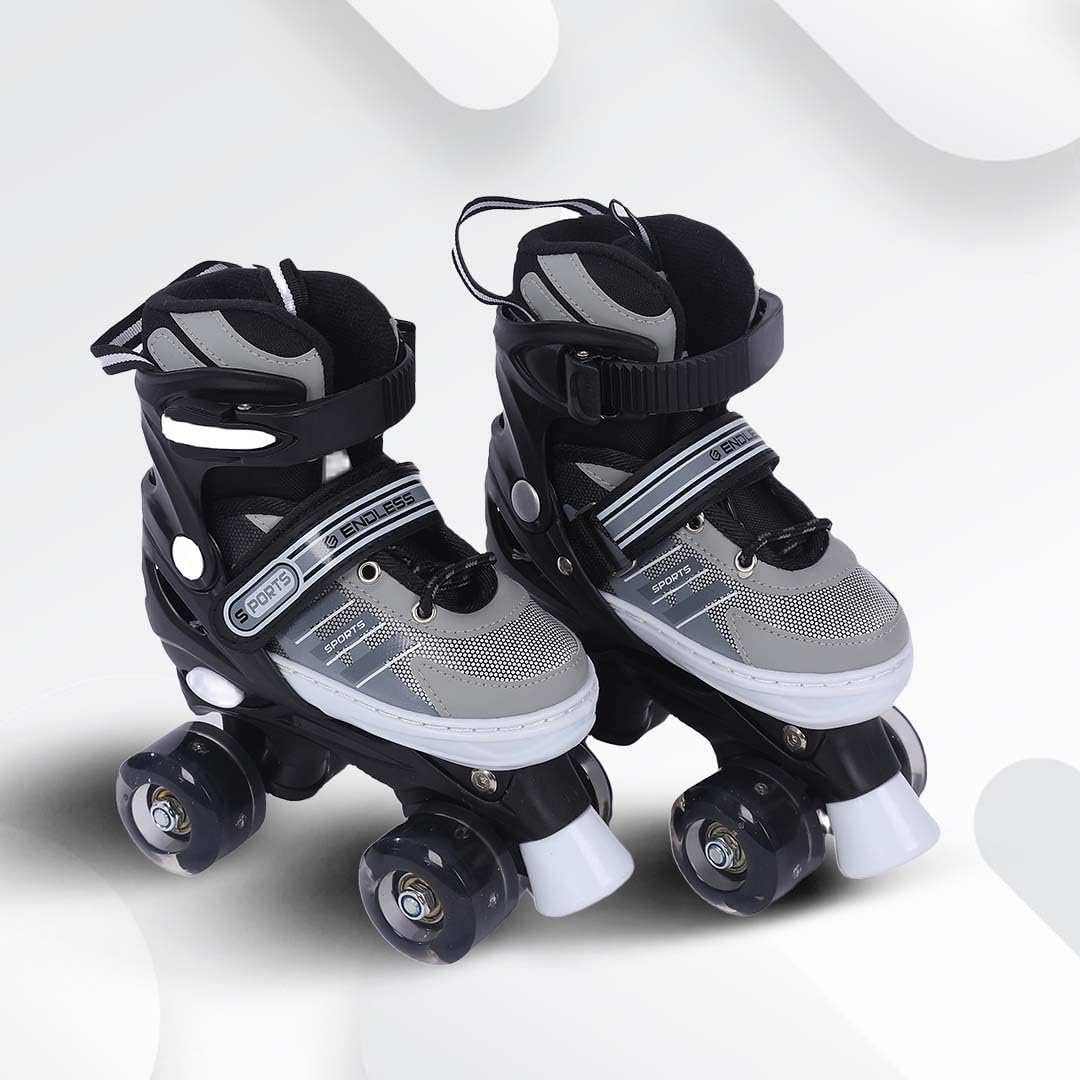 Endless EL1029 Adjustable Roller Skates Medium Size 34 EUR (UK 1.5) - 38 EUR (UK 5) for 6 to 12 Years | Strong Chassis and 70 mm PU Four Flashing Wheels | ABEC 7 Bearings | Indoor and Outdoor