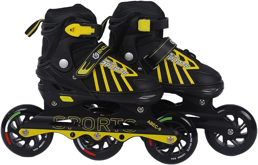 Endless EL1031 Inline Adjustable Skates | Aluminium Chassis and 100 mm PU Three Wheels | with ABEC 9 Bearings | Indoor and Outdoor