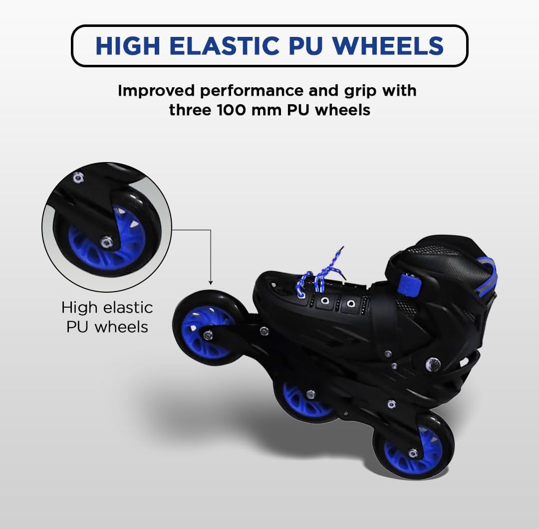 Endless EL1033 Inline Adjustable Skates | Aluminium Chassis and 100 mm PU Three Wheels | with ABEC 9 Bearings | Indoor and Outdoor