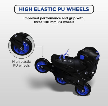 Endless EL1033 Inline Adjustable Skates | Aluminium Chassis and 100 mm PU Three Wheels | with ABEC 9 Bearings | Indoor and Outdoor