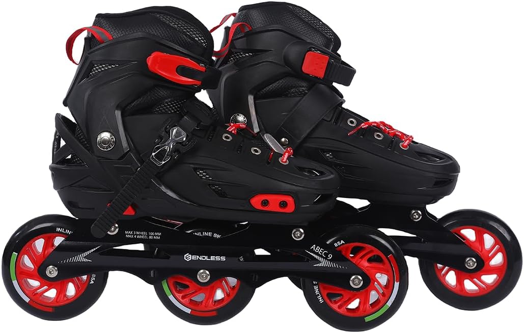 Endless EL1033 Inline Adjustable Skates | Aluminium Chassis and 100 mm PU Three Wheels | with ABEC 9 Bearings | Indoor and Outdoor