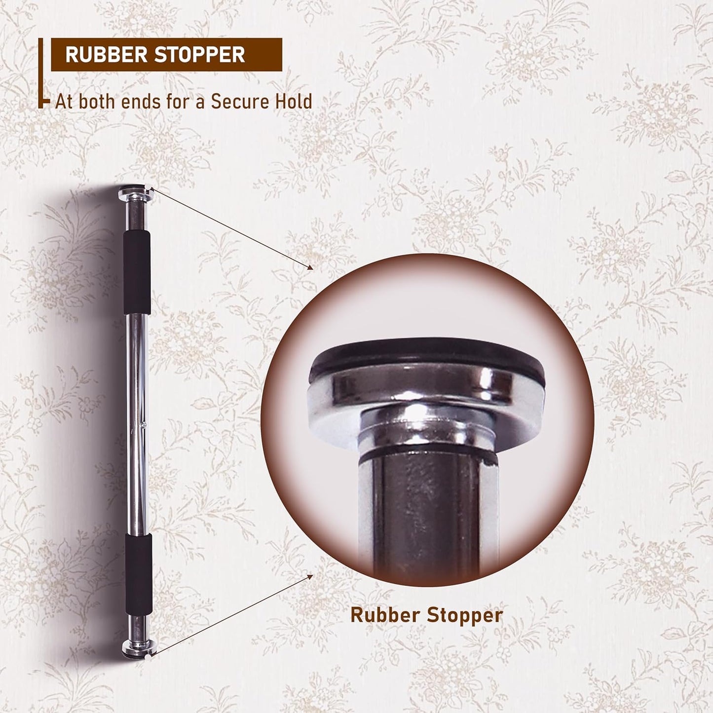 Endless EL1035 Stainless Steel Adjustable Pull Up Bar for Home Doorway | Material: Stainless Steel | For Strengthening Exercises at Home or Gym with Anti-Skid Cushion Grip | For Adult, Men and Women