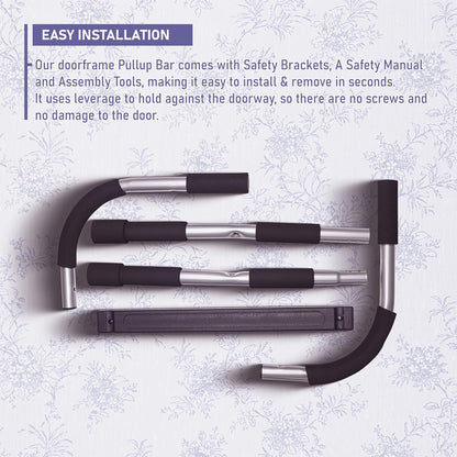 Endless EL1037 Stainless Steel Curved Pull Up Bar for Home Wall | Material: Stainless Steel | For Strengthening Exercises at Home or Gym with Anti-Skid Cushion Grip | For Adult, Men and Women