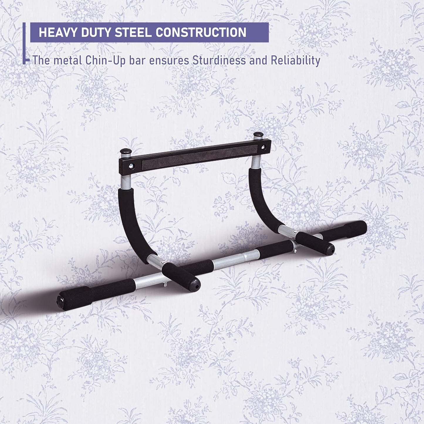 Endless EL1037 Stainless Steel Curved Pull Up Bar for Home Wall | Material: Stainless Steel | For Strengthening Exercises at Home or Gym with Anti-Skid Cushion Grip | For Adult, Men and Women