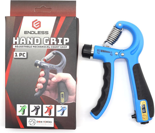 ENDLESS EL-1041 Adjustable Hand Grip Strengthener | Level: 5Kg to 60Kg Resistance with Counter | Equipment to Use in Home and Gym | for Forearm & Finger Power Gripper Exercises | Color: Assorted