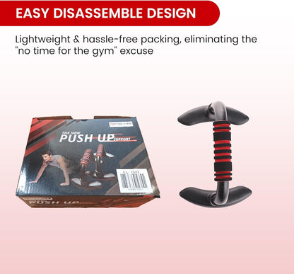 Endless EL1042 Push Up Stands With Foam Handle | Material: Steel, Plastic | For Upper Body Workouts | Comfortable Foam Grip | Non-Slip Bars and Less Wrist Strain | Color: Black-Red