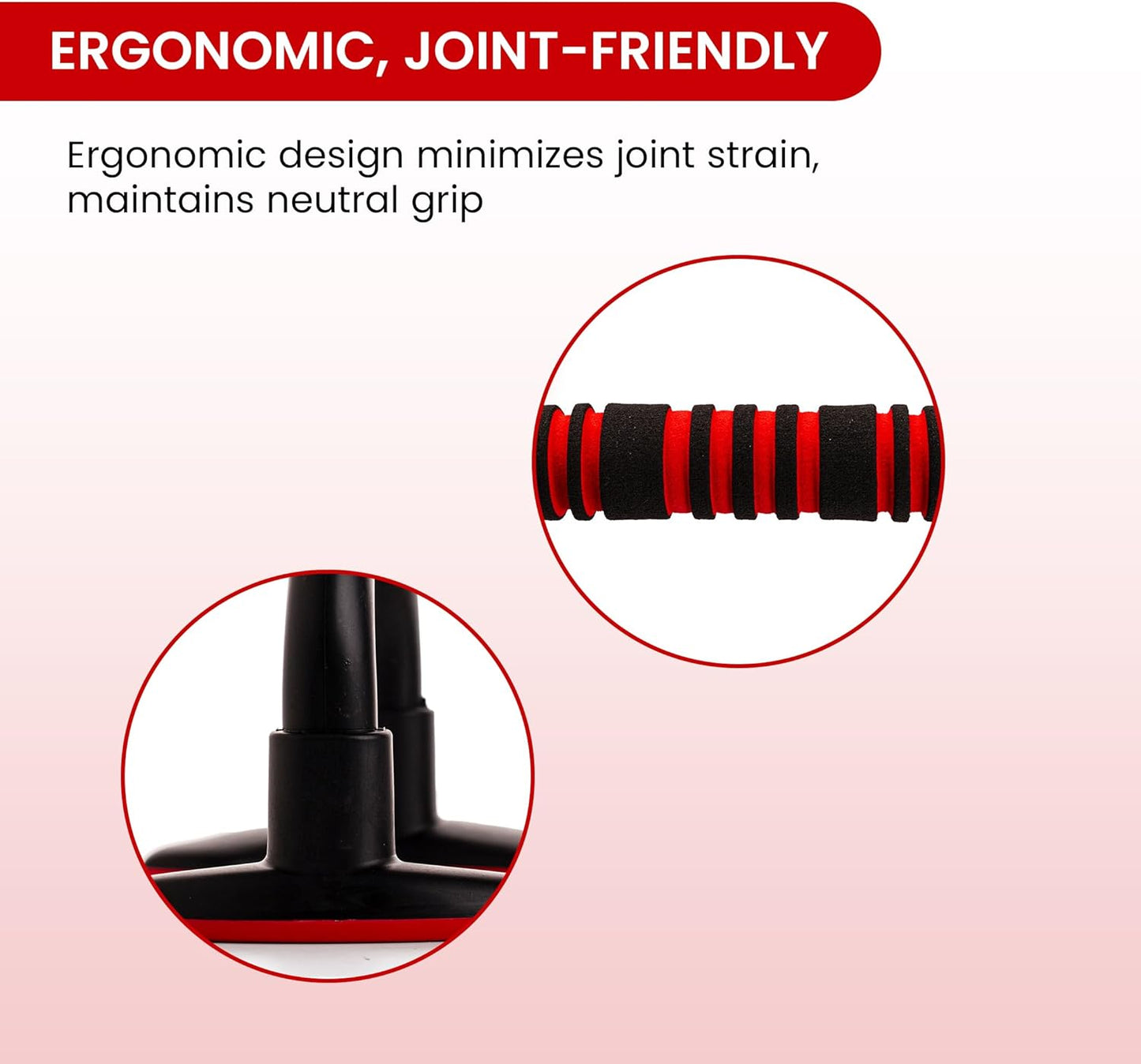 Endless EL1042 Push Up Stands With Foam Handle | Material: Steel, Plastic | For Upper Body Workouts | Comfortable Foam Grip | Non-Slip Bars and Less Wrist Strain | Color: Black-Red