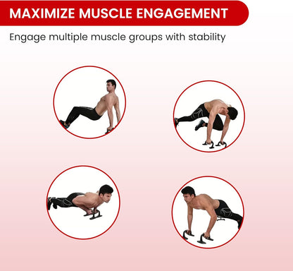 Endless EL1042 Push Up Stands With Foam Handle | Material: Steel, Plastic | For Upper Body Workouts | Comfortable Foam Grip | Non-Slip Bars and Less Wrist Strain | Color: Black-Red