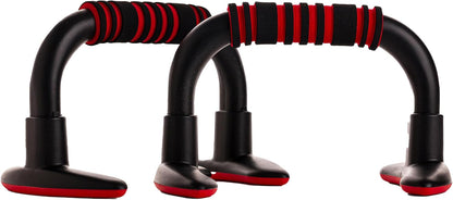 Endless EL1042 Push Up Stands With Foam Handle | Material: Steel, Plastic | For Upper Body Workouts | Comfortable Foam Grip | Non-Slip Bars and Less Wrist Strain | Color: Black-Red