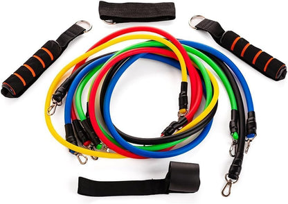 ENDLESS EL1043 Toning Tubes Set of 5 with Different Resistance Levels | Multi Color | Material: Natural Latex | with Door Anchor, Handles, Waterproof Carry Bag, Leg Ankle Straps for Men and Women