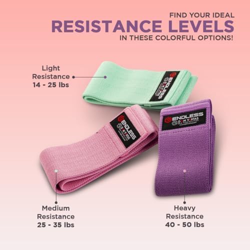 ENDLESS EL1044 Resistance Loop Bands Set of 3 Pcs with Light, Medium and Heavy Resistance Level | Multi Color | Material: Cotton | for Squats, Stretching, Hip & Glute Heavy Workouts for Men & Women