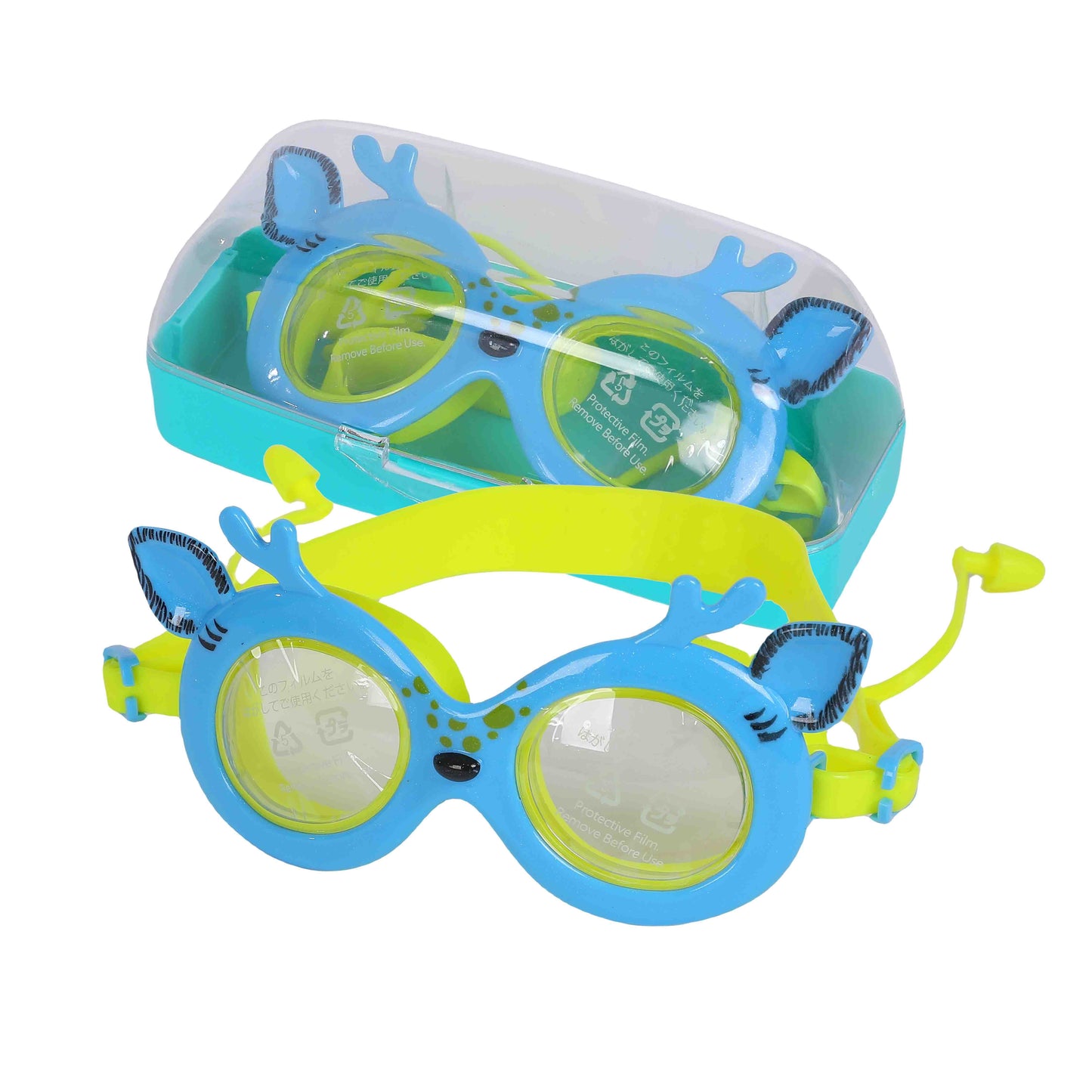 Endless EL1003 Children Swimming Goggle with Anti-Fog and UV Protection | Material : Silicon, PU | Attached Ear Buds and Adjustable Strap | Soft Silicone Gasket for Leak Proof | With Hard Case