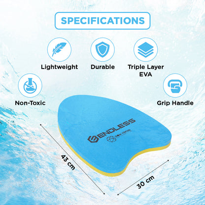 Endless EL1013 Swimming Kickboard With Comfortable Design | Material : EVA | For Beginners Swimming Training Floaters | For Kids and Adults Floating Pads