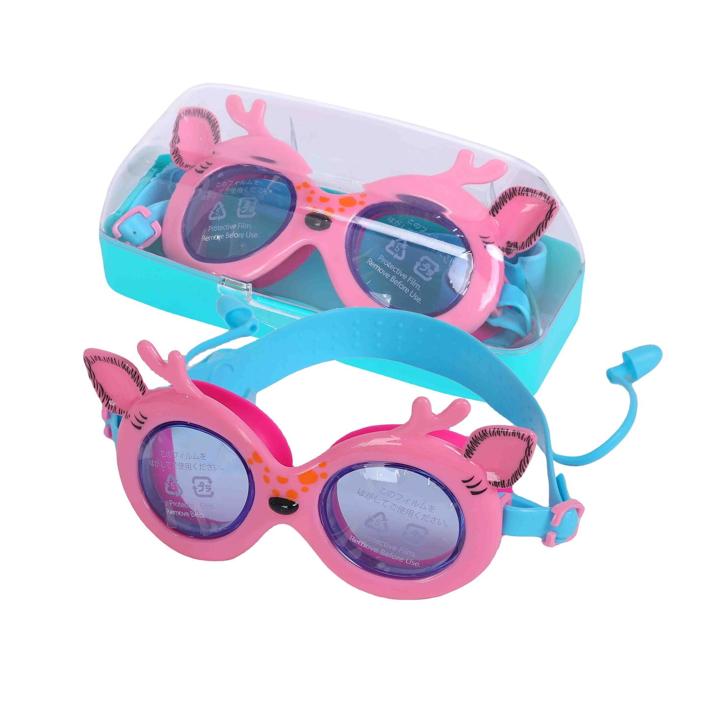 Endless EL1003 Children Swimming Goggle with Anti-Fog and UV Protection | Material : Silicon, PU | Attached Ear Buds and Adjustable Strap | Soft Silicone Gasket for Leak Proof | With Hard Case