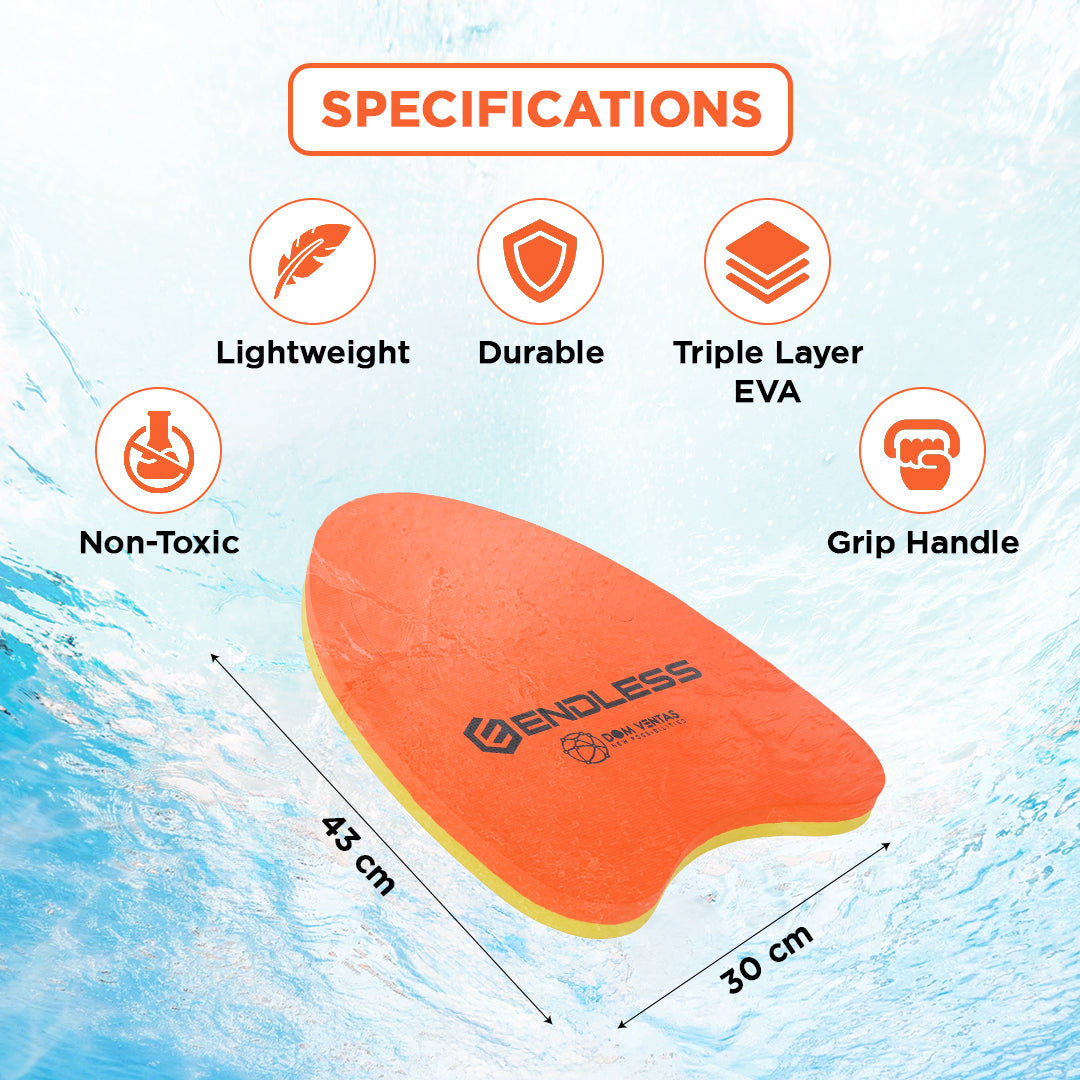 Endless EL1013 Swimming Kickboard With Comfortable Design | Material : EVA | For Beginners Swimming Training Floaters | For Kids and Adults Floating Pads