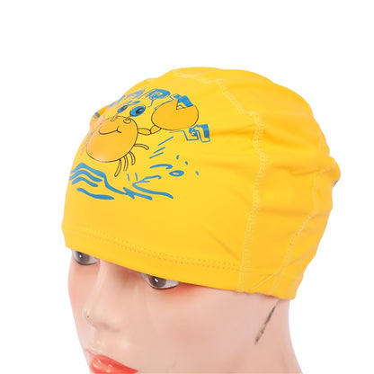 Endless EL1017 Comfortable PU Swimming Cap with Cartoon Design for Kids| Elastic Waterproof Swimming Cap for Long and Short Hair with Thicker Edge| Size: Kid's Size| Material : PU