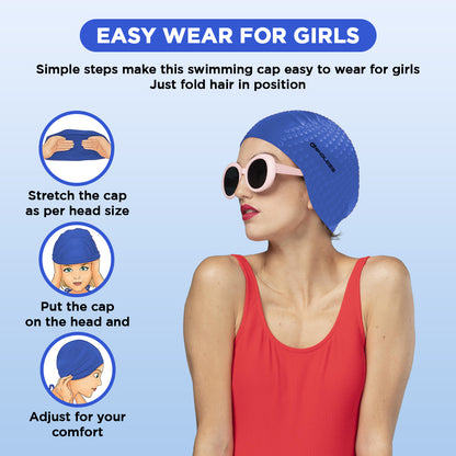 Endless EL1021 Comfortable Silicon Swimming Cap with Bubble Design | Elastic Waterproof Swimming Cap for Long and Short Hair with Thicker Edge | For Adults, Women and Men| Size:Free Size | Material : Silicon